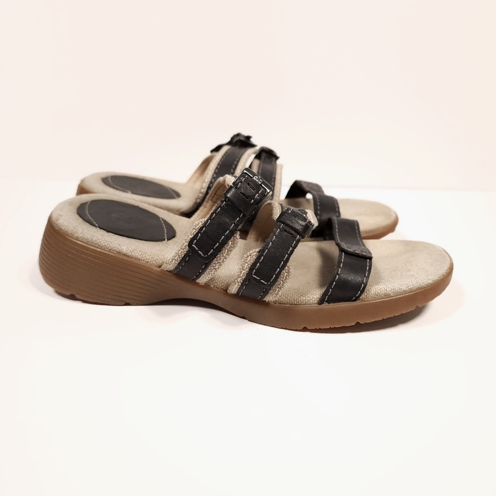 Dr Martens Womens 11677 Carly Canvas Black Leather Slides Sandals US Size 7 GUC!